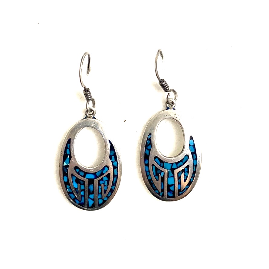 Vtg. Southwestern Tribal Turquoise 925 Earrings